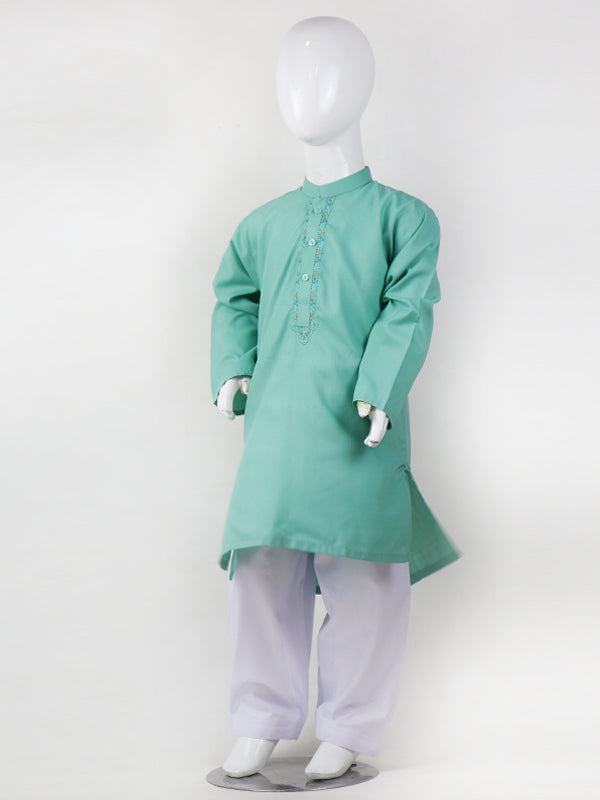BKS06 Boys Shalwar Kameez Suit Embroidery 5Yrs - 14Yrs Light Green