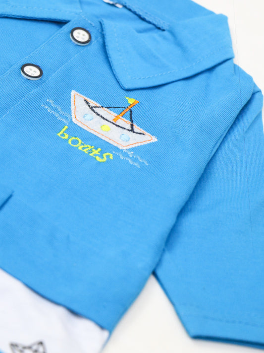 ATT Newborn Romper 3Mth - 9Mth Boats Blue