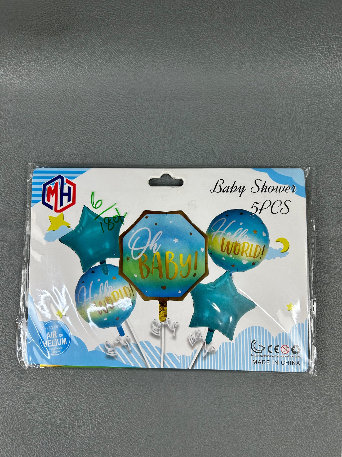 Pack Of 5Pcs Green Oh Baby Party Balloons Set BP56