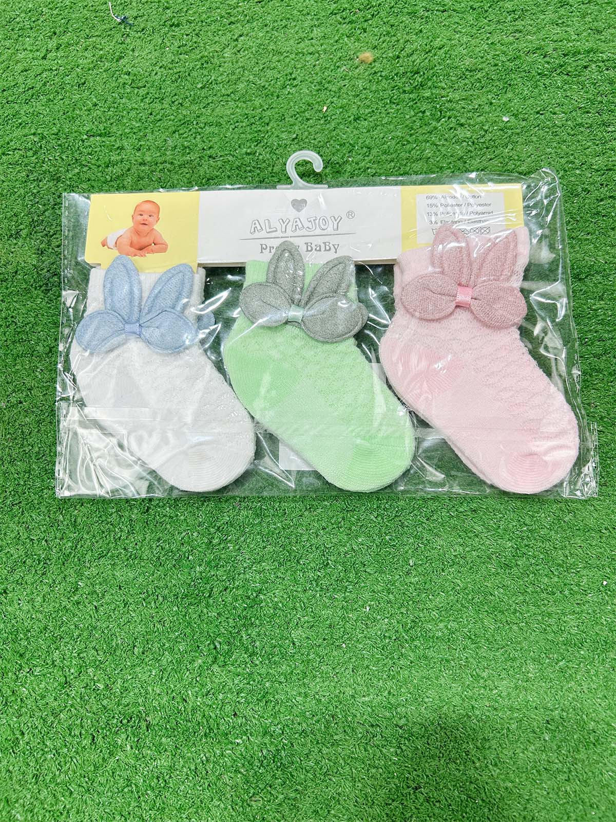 0Mth - 12Mth Pack of 3 Socks For Newborn KS28