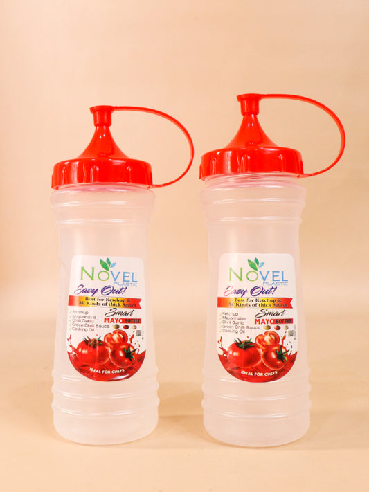 Pack Of 2 Red Novel Transparent Medium Ketchup Bottle