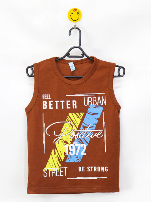 AT Boys T-Shirt 2 Yrs - 8 Yrs Be Strong Brown