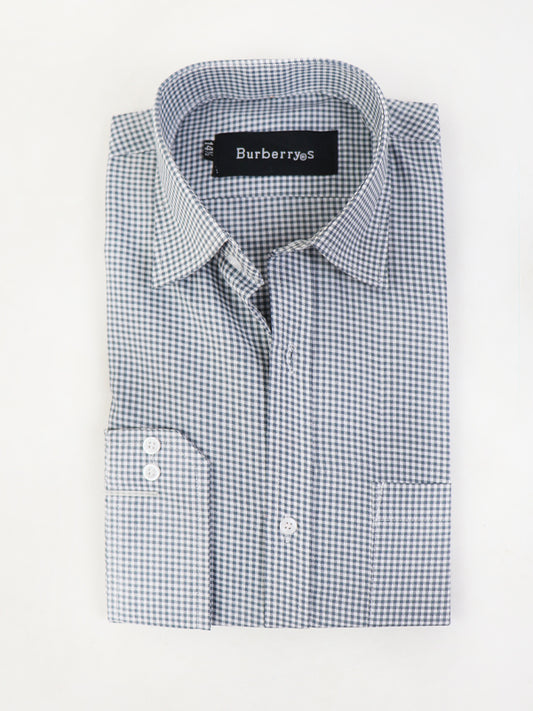 MFS12 Men's Formal Dress Shirt Grey Checks