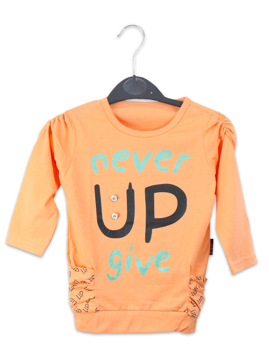 ATT Girls T-Shirt 3.5 Yrs - 9 Yrs Never Give Up Light Peach