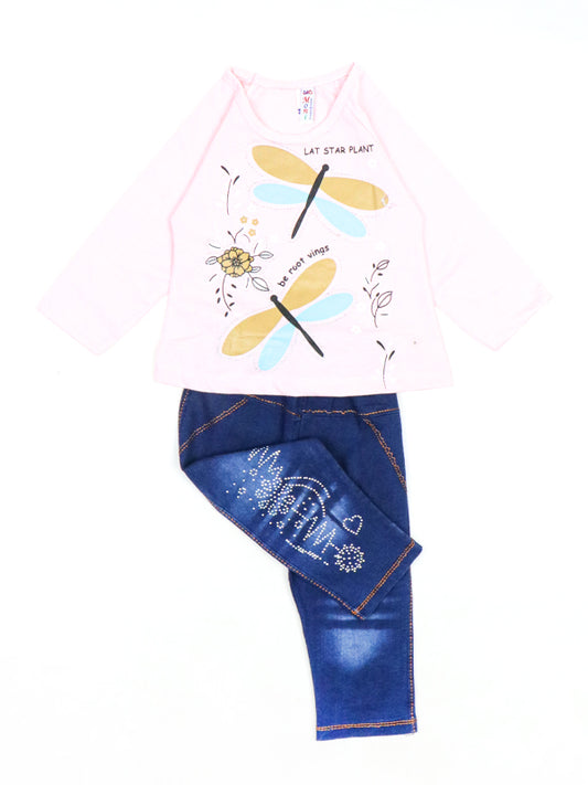 TG Girls Suit 1Yr - 4Yr Star Plant Pink