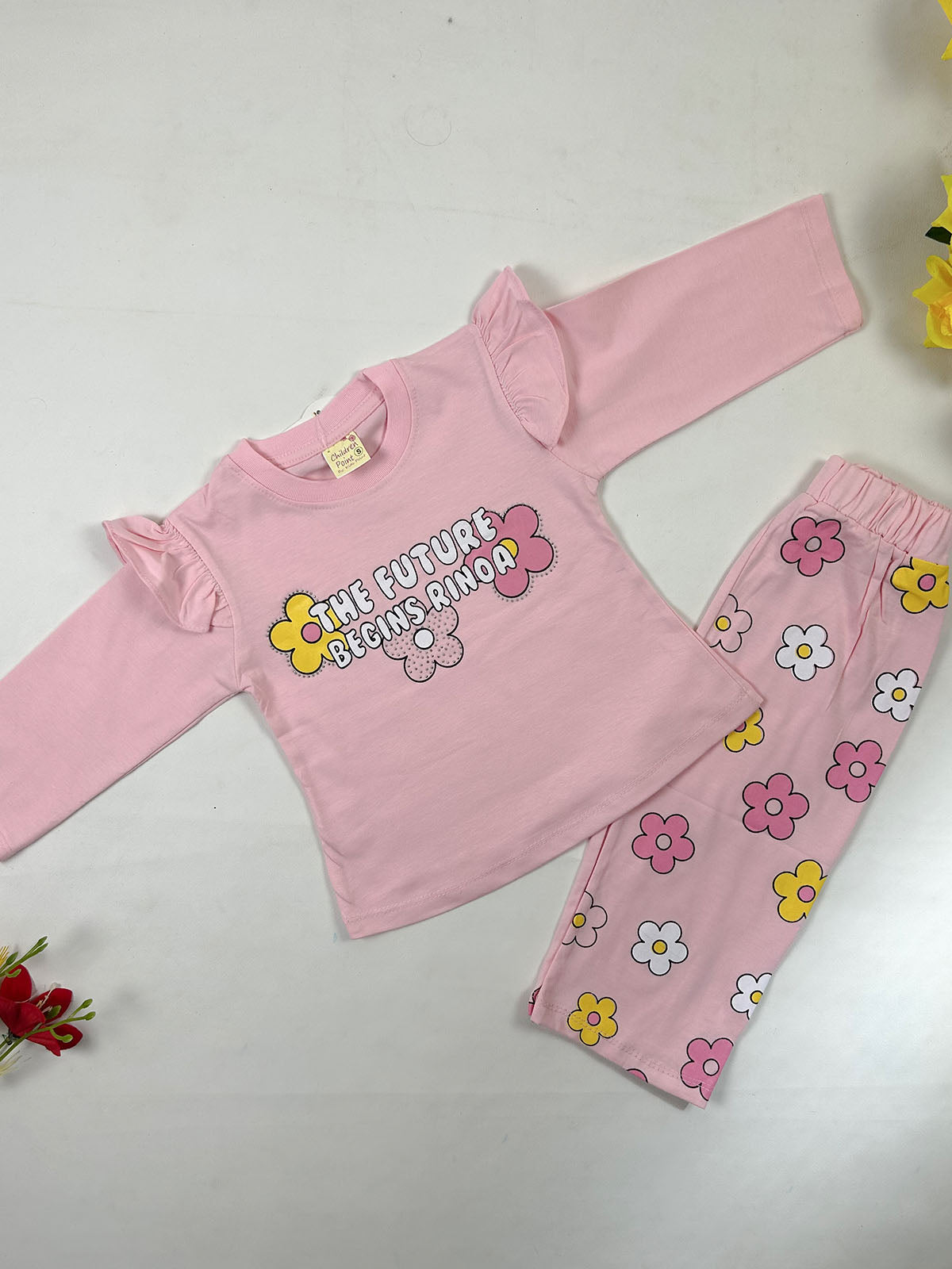 1Yr - 4Yrs Pink Flower Suit For Girls GS588