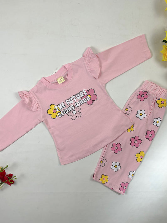 1Yr - 4Yrs Pink Flower Suit For Girls GS588