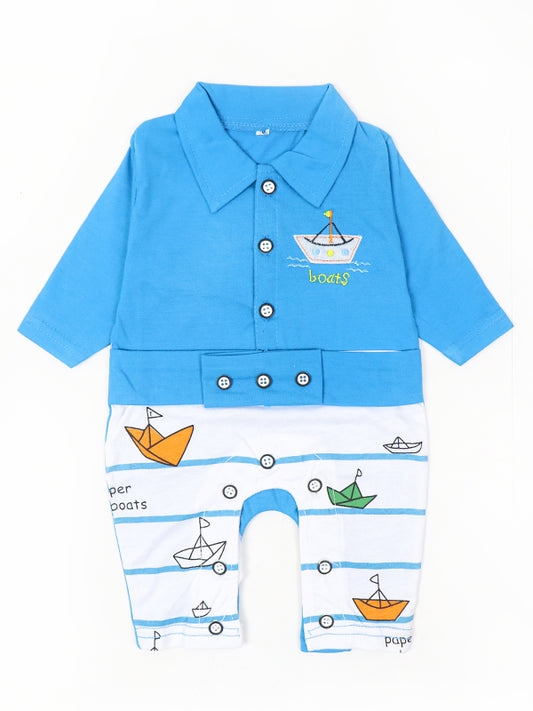 ATT Newborn Romper 3Mth - 9Mth Boats Blue