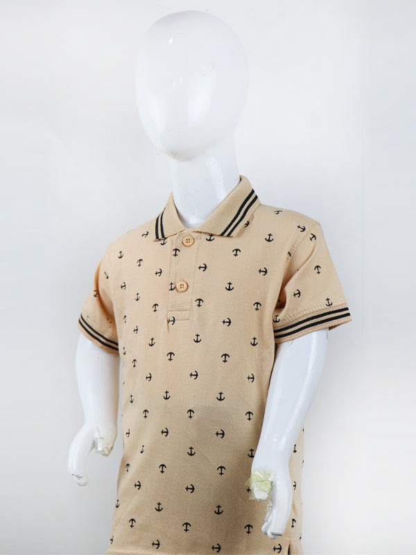 BTS01 MM Boys Polo T-Shirt 2.5Yrs - 8Yrs Anchor Fawn