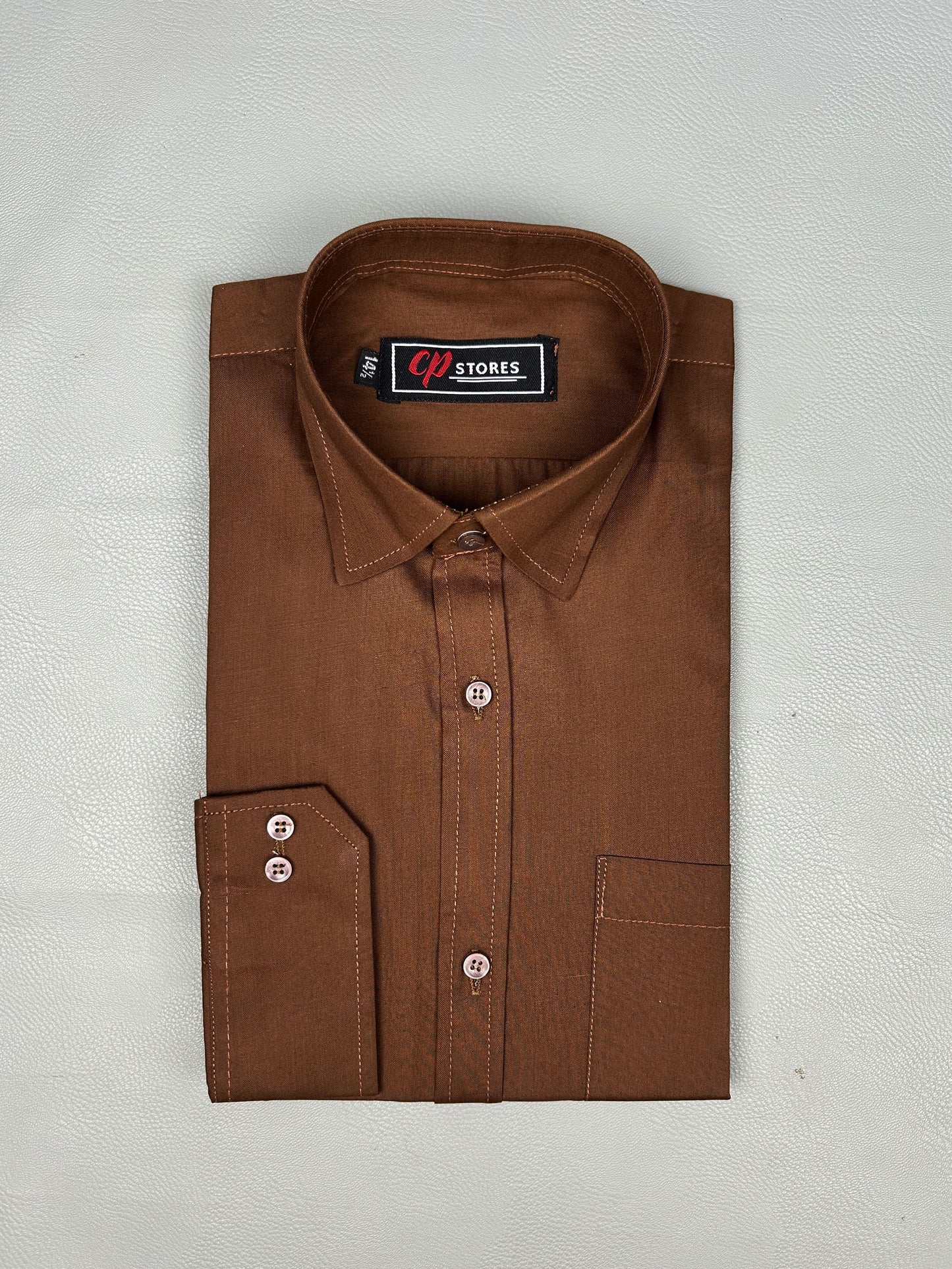 Plain Dark Brown Formal Dress Shirt For Men MFS171