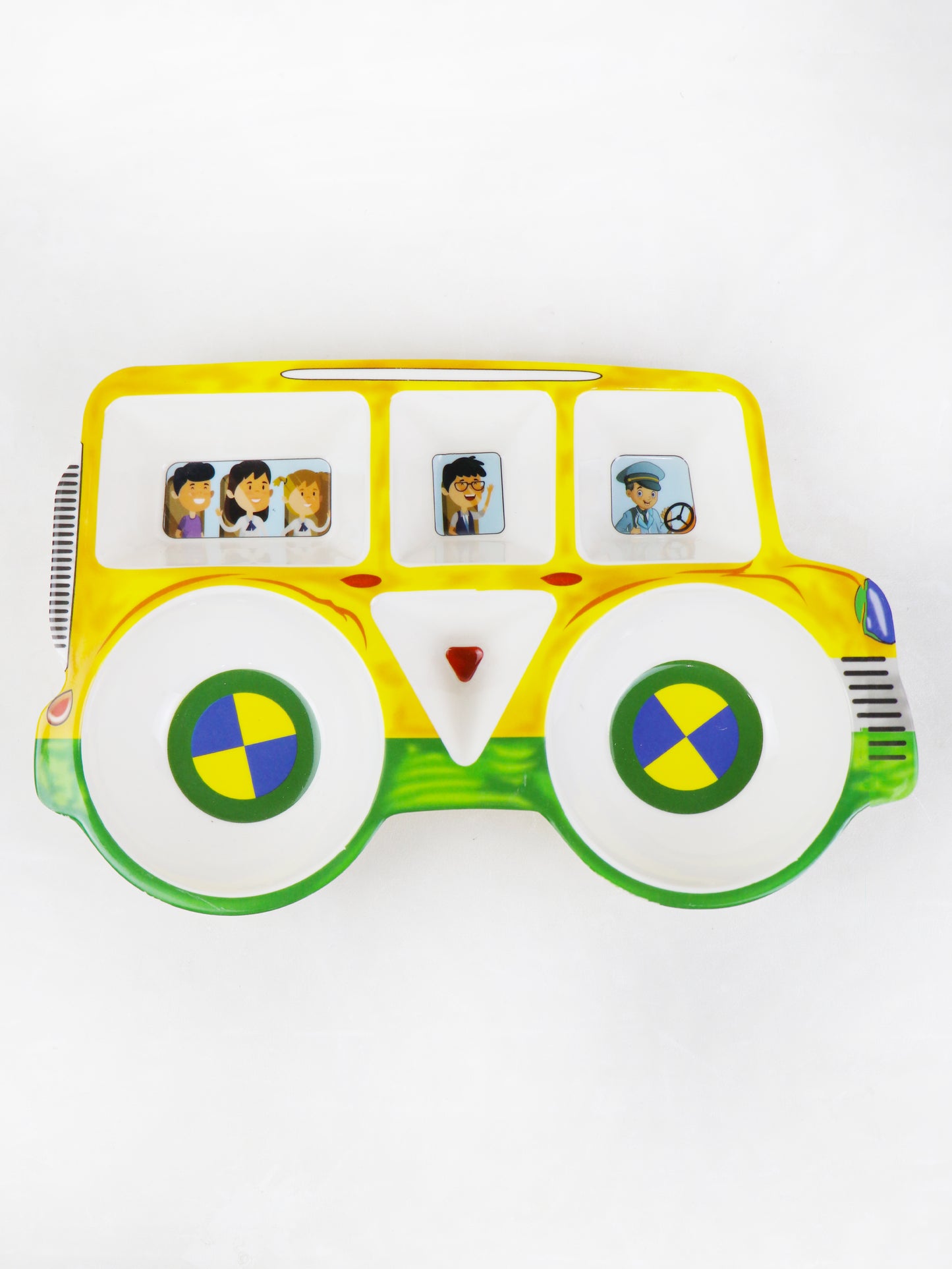 Car Shaped 6 Compartment Melamine Tray Yellow