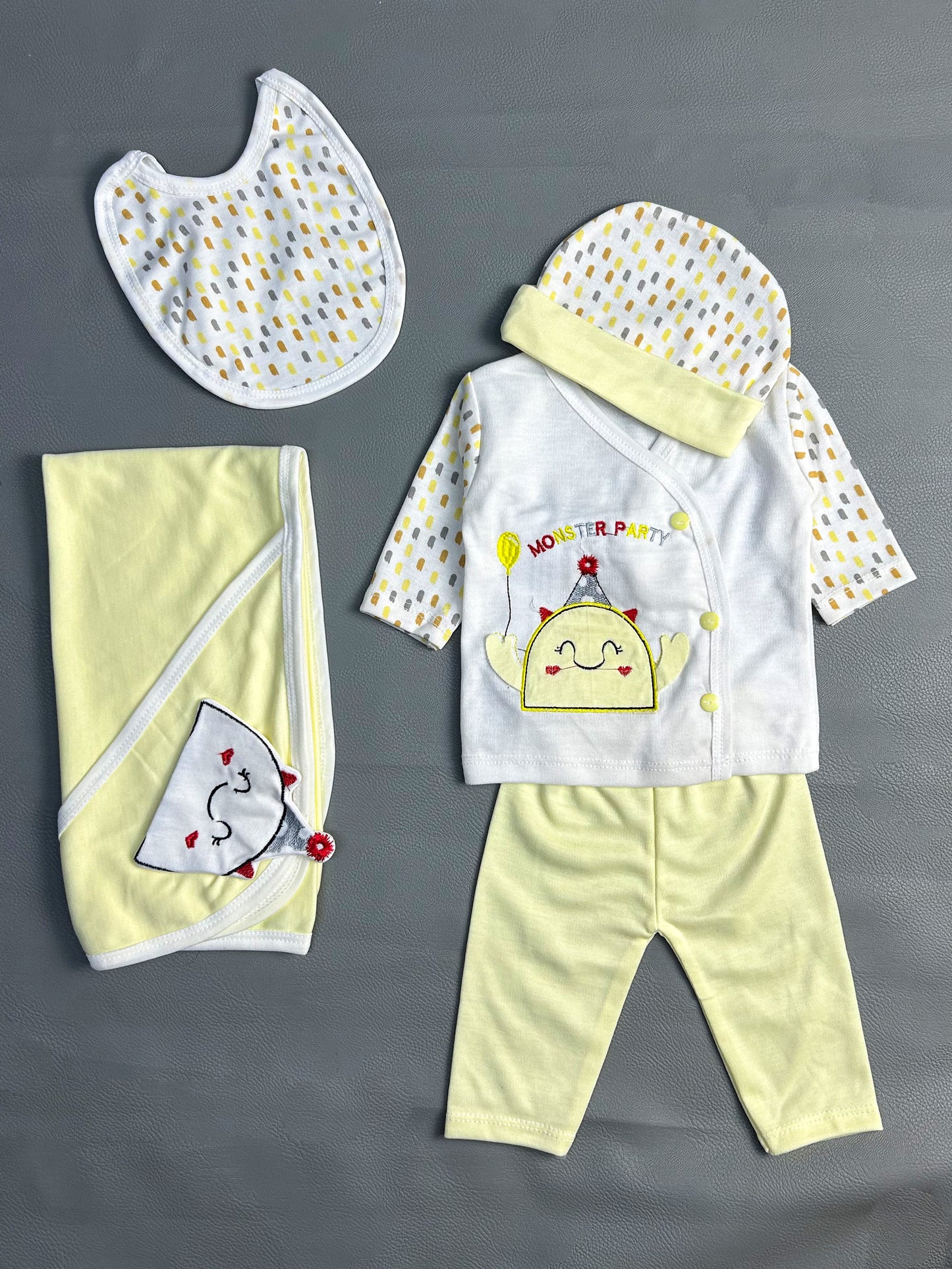 0Mth - 3Mth Party Light Yellow 5Pcs Gift Set For Newborn NBGS76