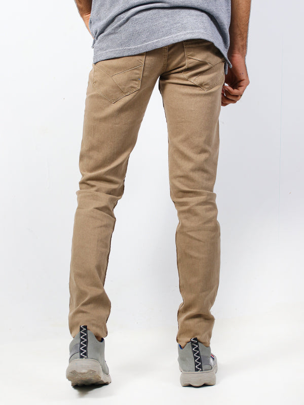 Men's Stretchable Regular Fit Denim Jeans Light Brown