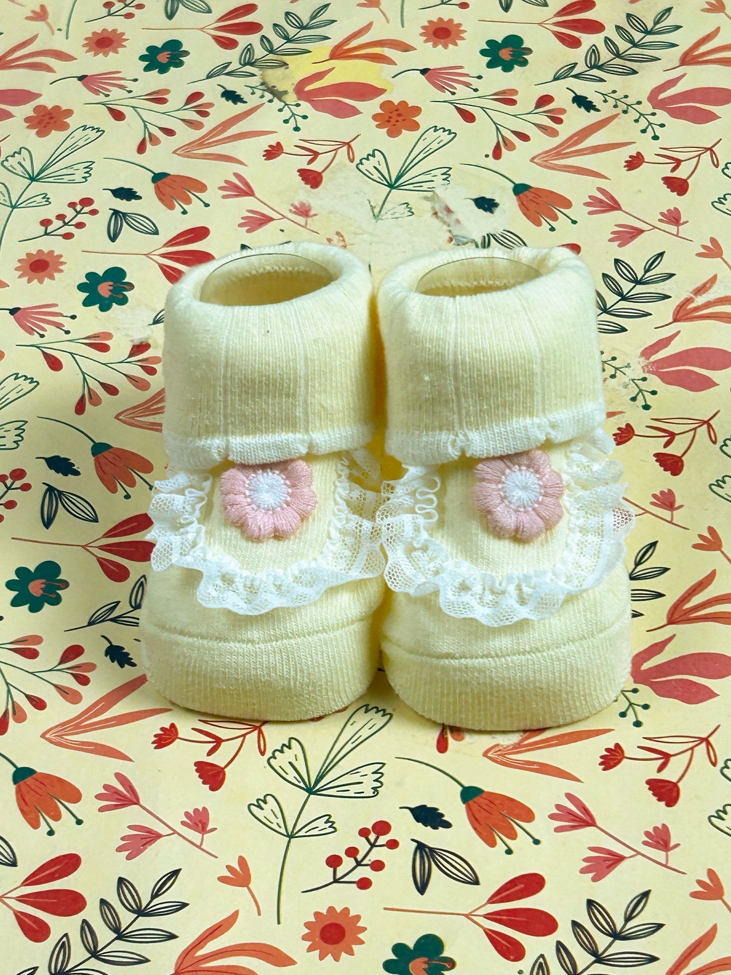 Floral Booties For Newborn NB20