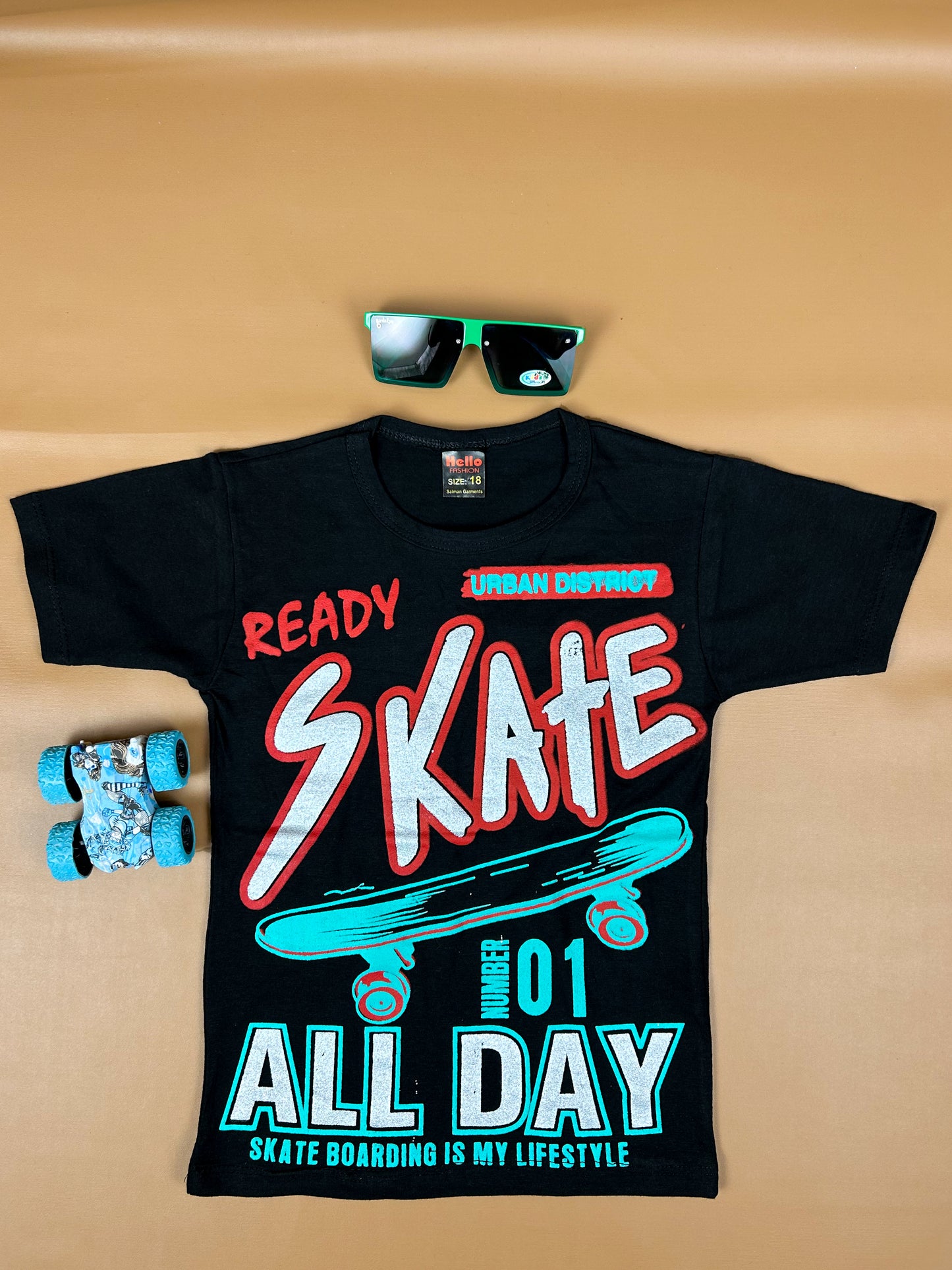 4Yrs - 9Yrs Skate Black T-Shirt For Boys BTS33