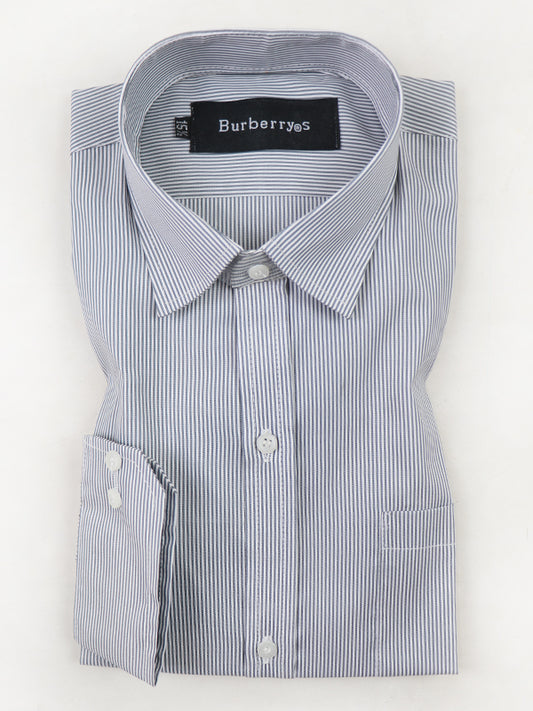 MFS14 AN Men's Formal Dress Shirt Light Grey Lines