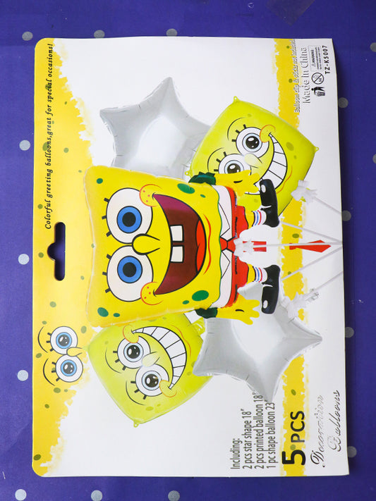 Pack Of 5 Pcs SpongeBob Foil Balloon Set For Decoration BP28