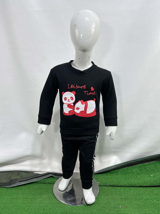 1Yr - 4Yrs Fleece Panda Black Suit For Kids SF BS563