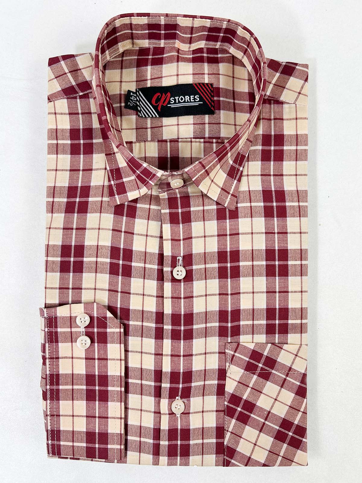 Red Checks Formal Dress Shirt For Men MFS369