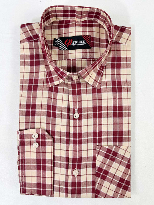 Red Checks Formal Dress Shirt For Men MFS369