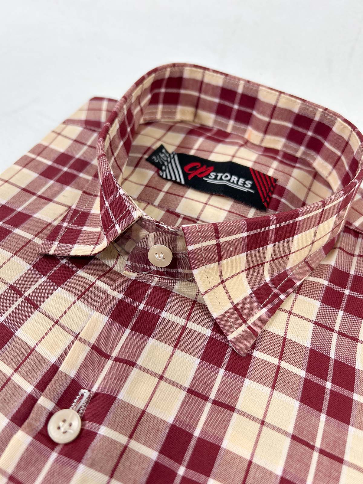 Red Checks Formal Dress Shirt For Men MFS369