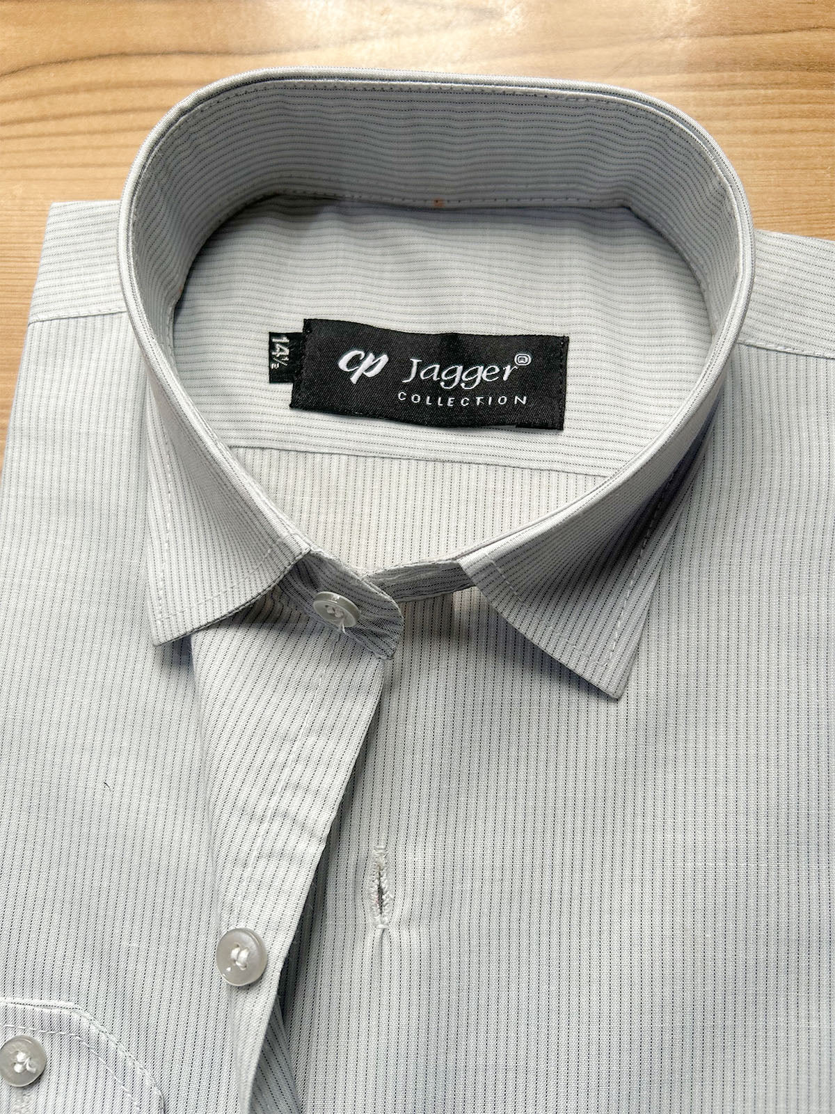 MFS736 Light Grey Pinstriped Formal Dress Shirt For Men
