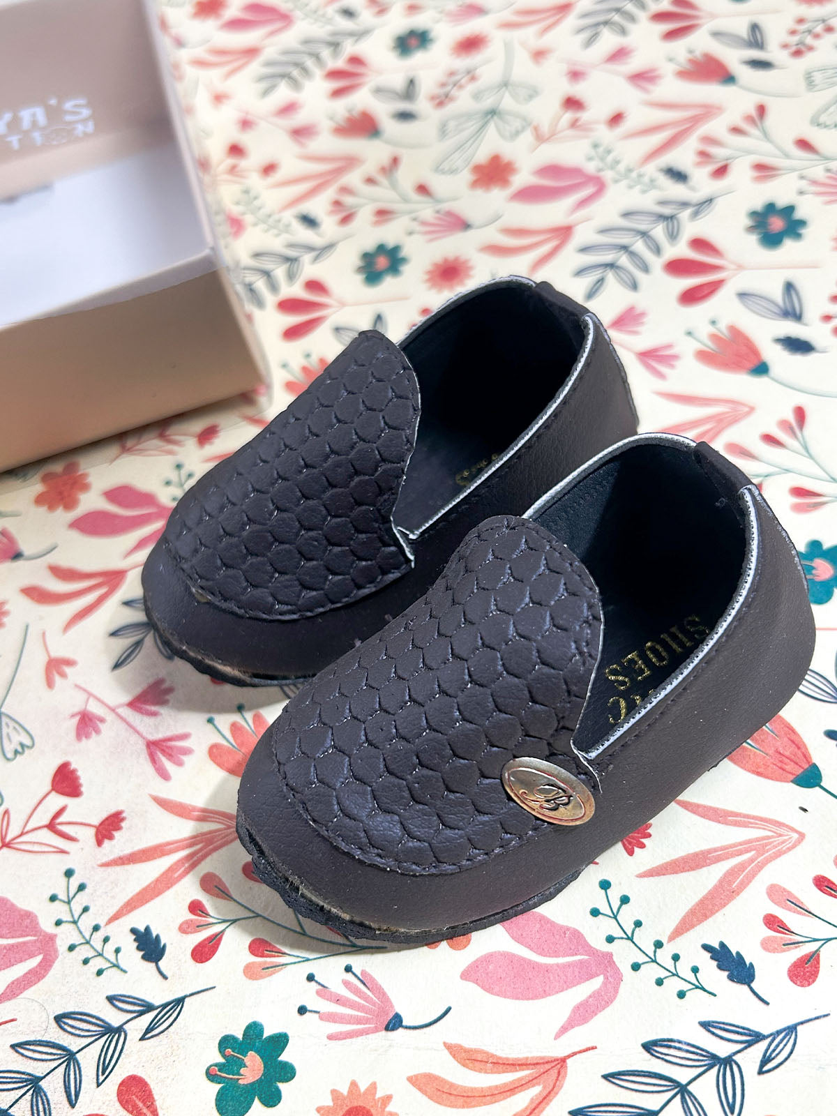 Dark Navy Blue Loafer Booties For Newborn NB92