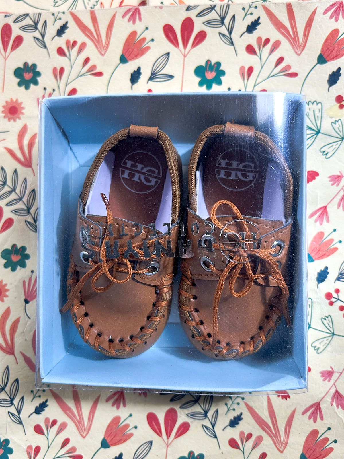 Cognac Brown Lace-Up Moccasin Booties For Newborn NB122