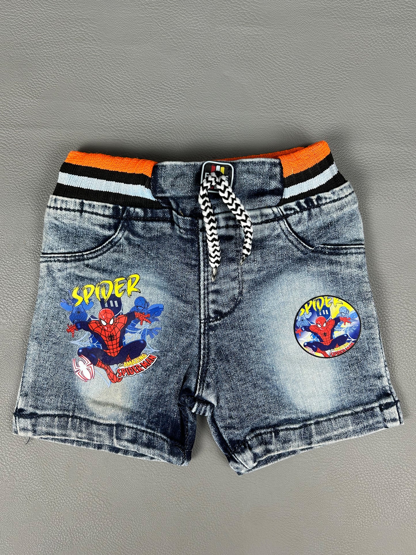 1Yr - 3Yrs Spiderman Light Blue Denim Shorts For Boys BCS08