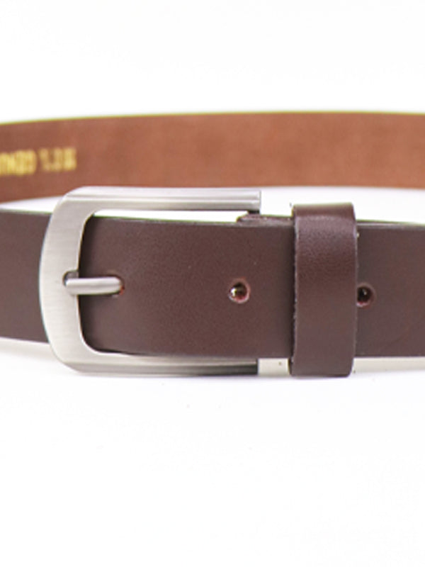 MB08 Brown Faux Leather Slim Belt