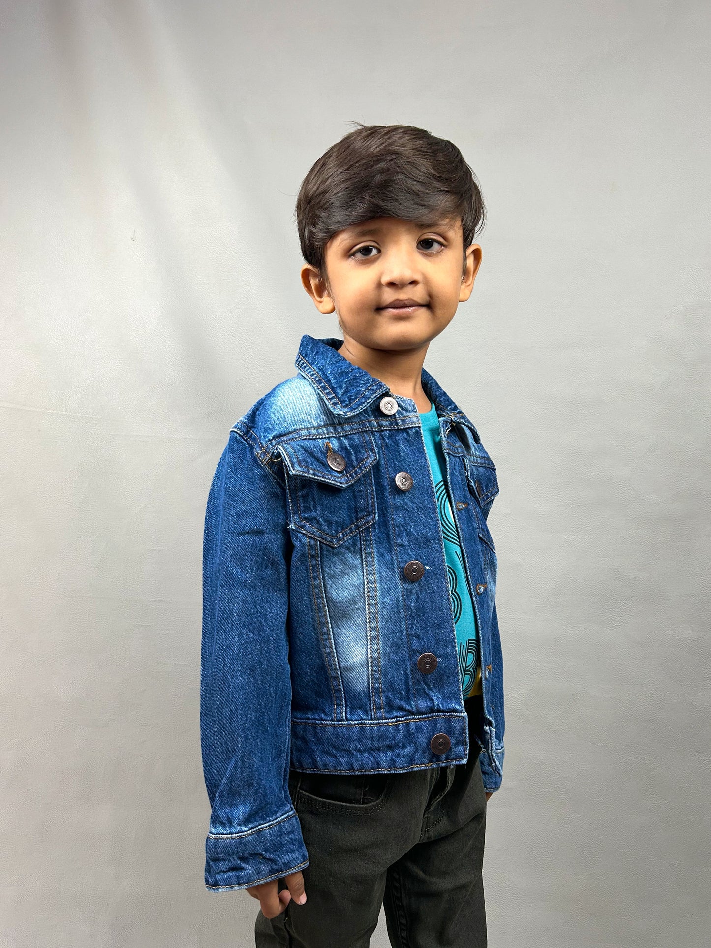 6Mth- 8Yrs Unicorn Faded Dusk Blue Denim Jacket For Kids KJ18