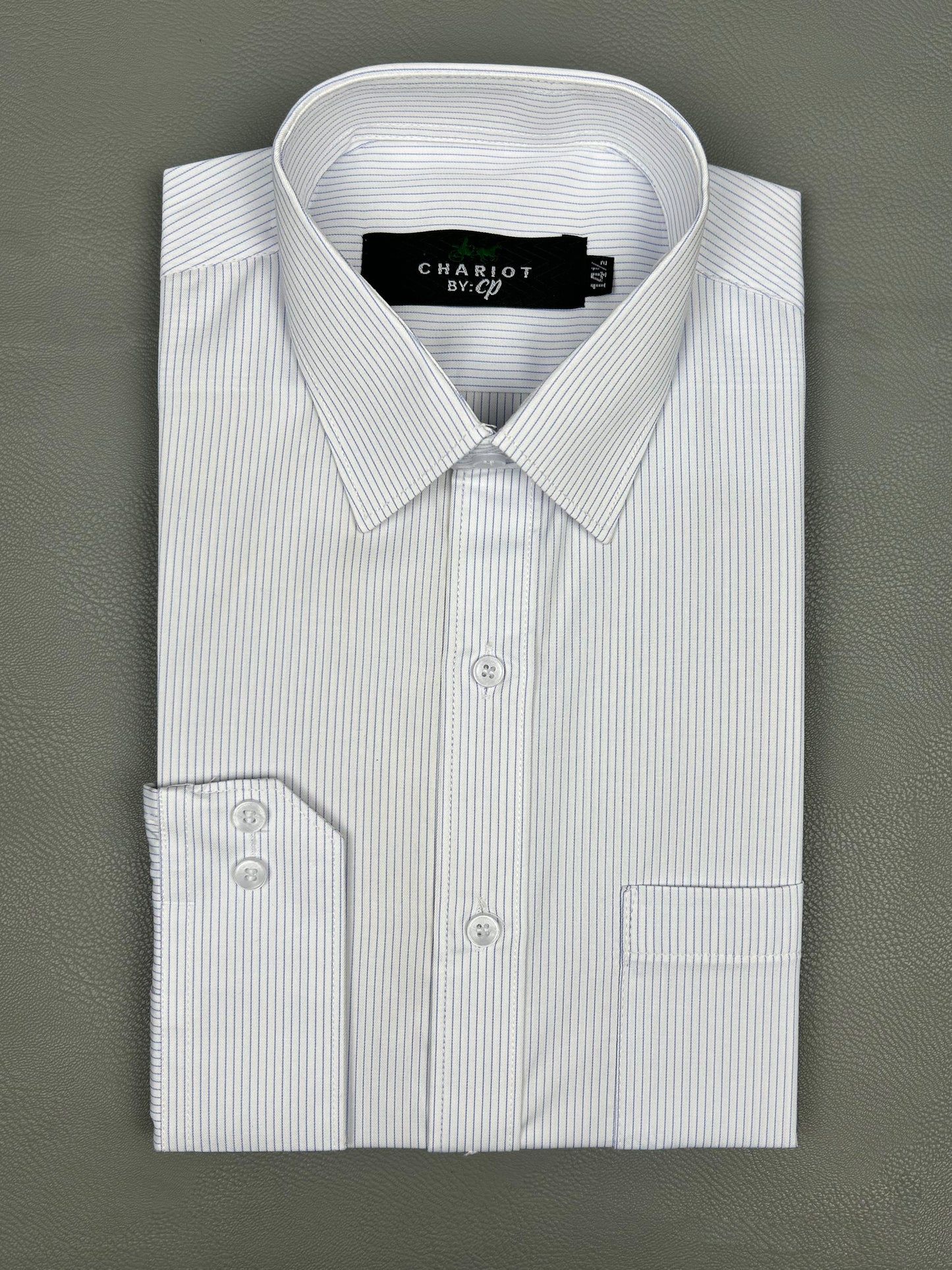 Blue Pencil Lines Formal Dress Shirt For Men MFS180