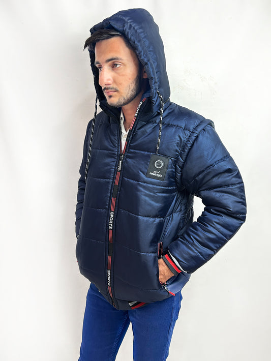 Dark Blue Puffer Jacket For Men MJ02