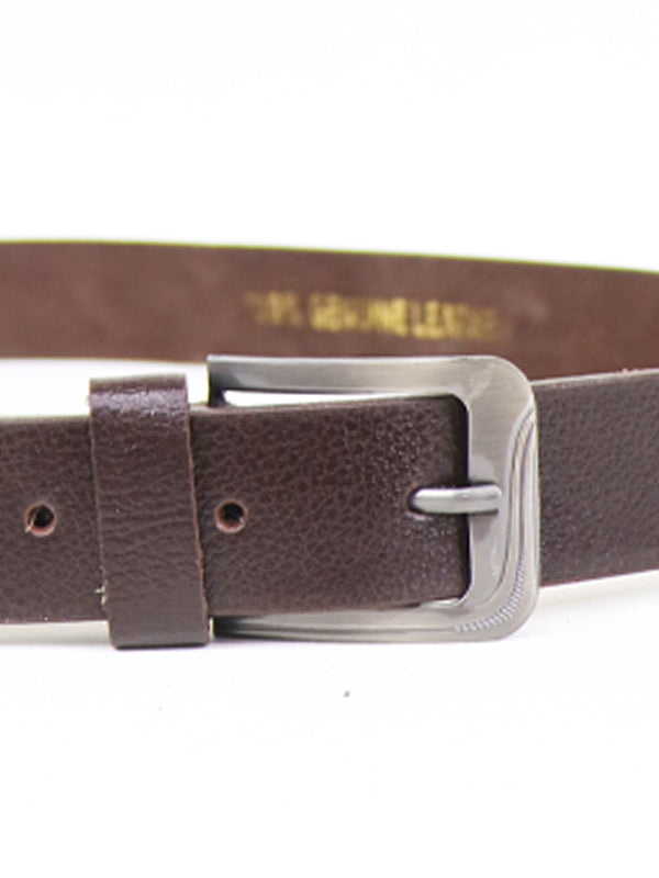 MB13 Classic Men's Faux Leather Belt Dark Brown