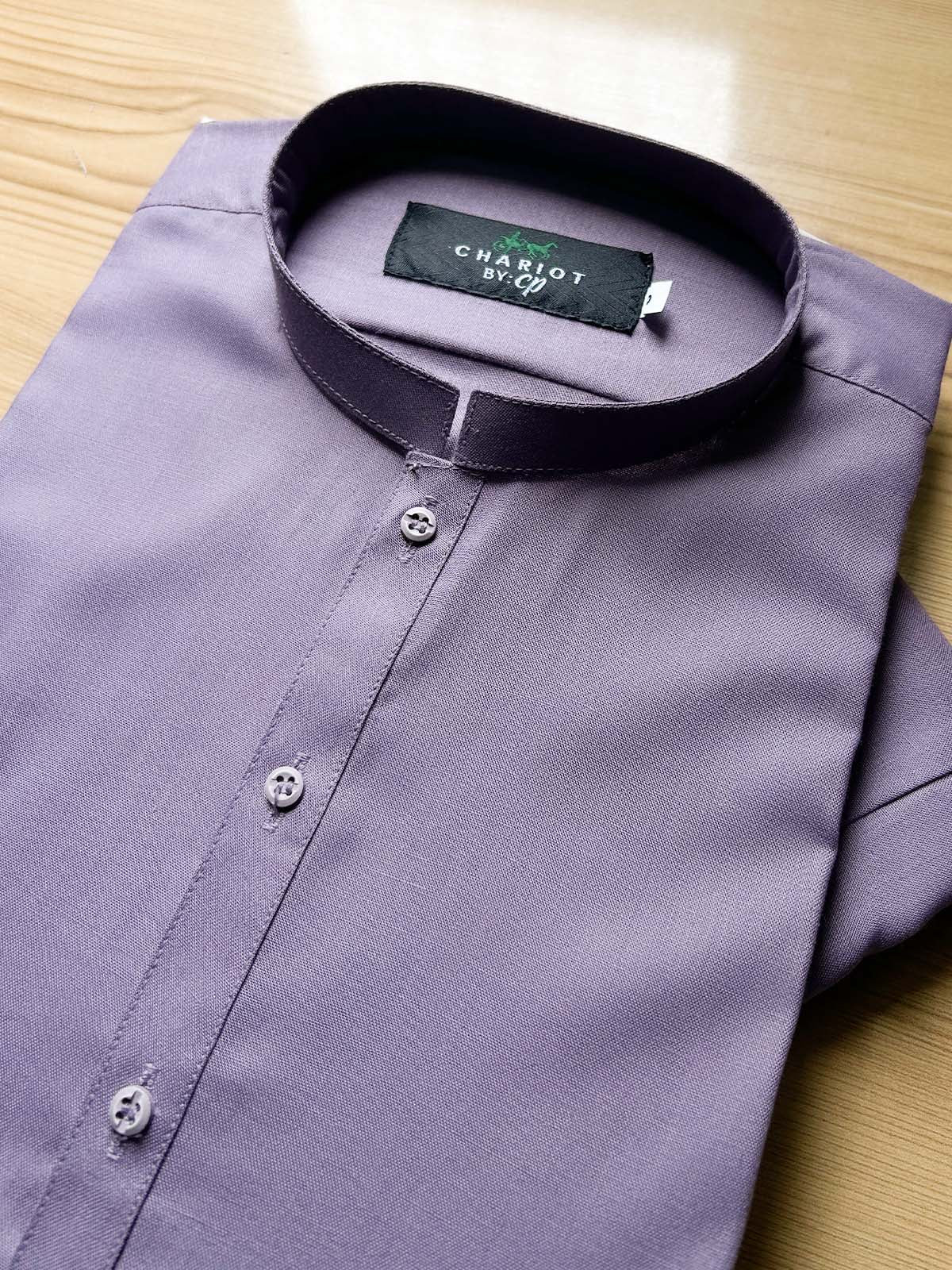 027-2 MSK518 Purple Stitched Suit Sherwani Collar Kameez Shalwar For Men