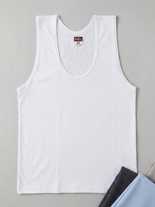 White Cotton Vest for Men MU16