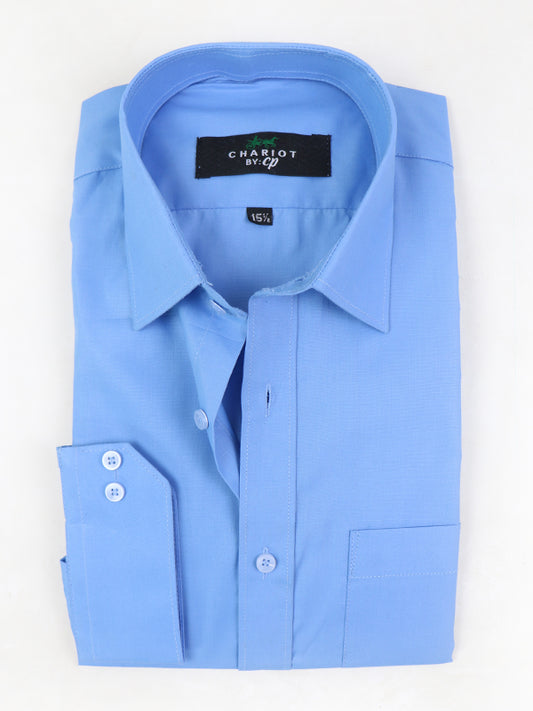 Sky Blue Plain Formal Dress Shirt For Men AZ MFS63