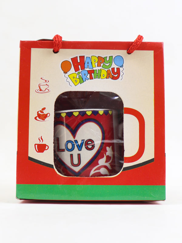Love U Coffee Cup with Spoon Set Red