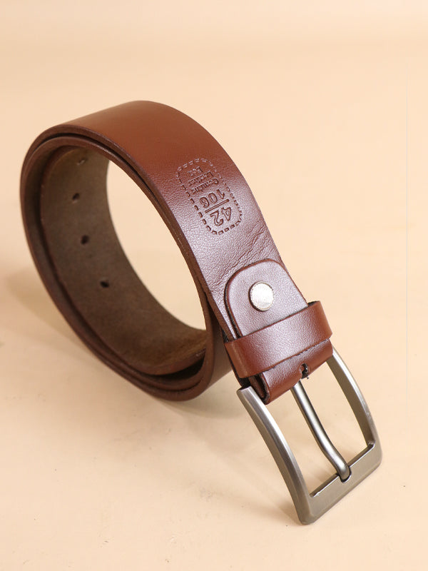 Brown Faux Leather Belt For Men's MB07