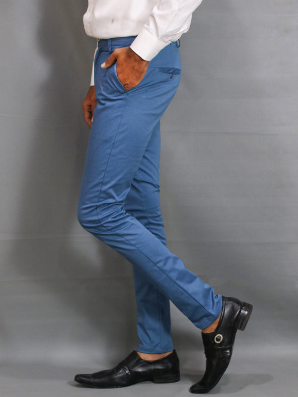 Blue Cotton Chino Pant For Men MCP01