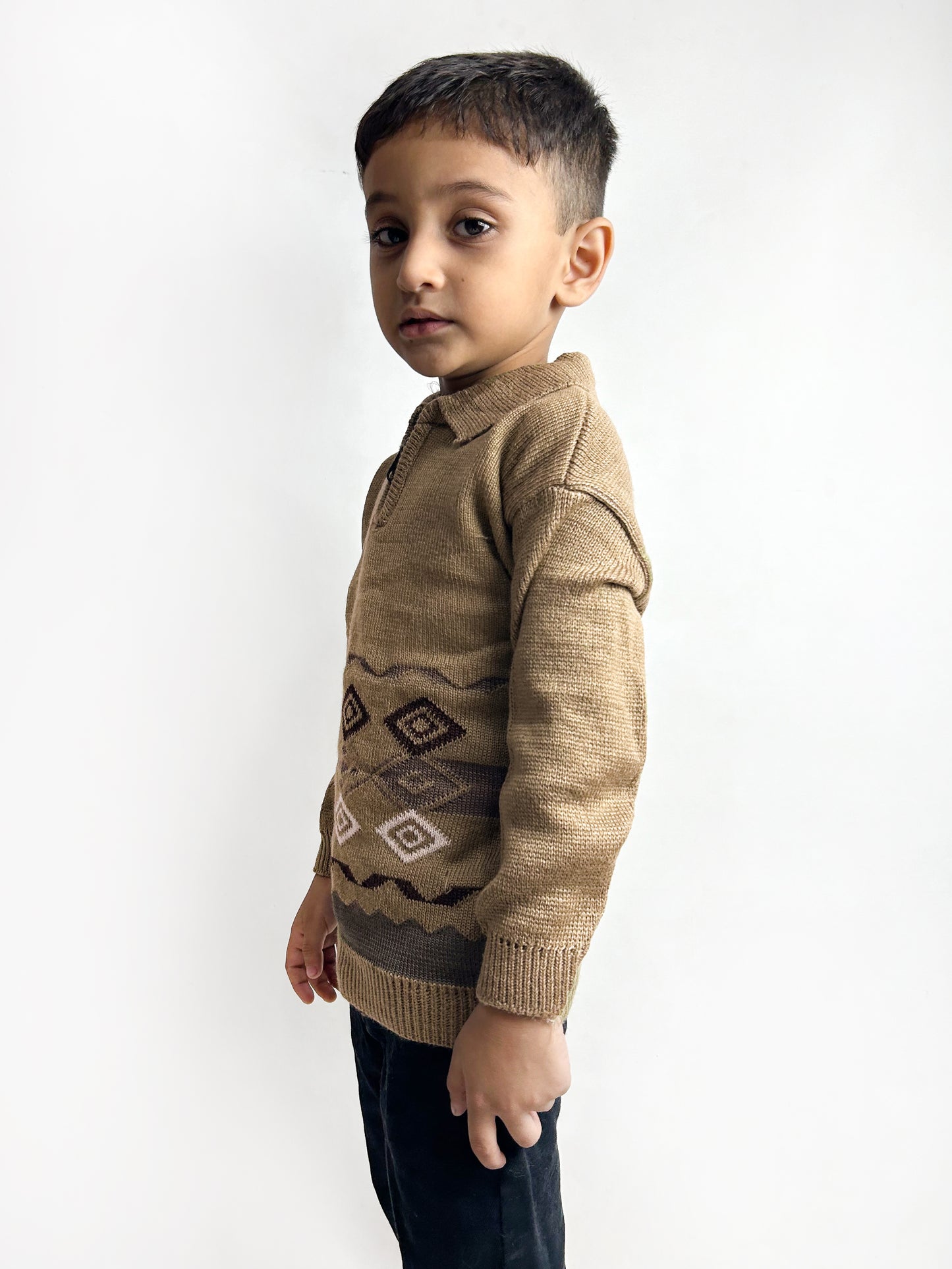 2Yrs - 4Yrs Light Brown Full Sleeve Sweater For Kids KSW27