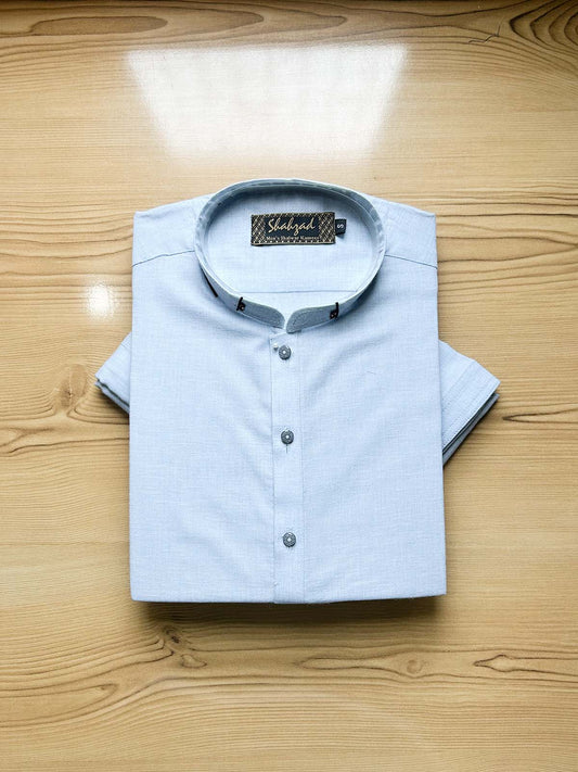 992-2 Light Blue Stitched Suit Sherwani Collar Kameez Shalwar For Men MSK463