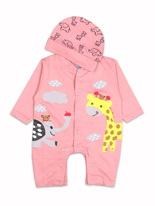 NBR09 ATT Newborn Romper 3Mth - 9Mth Giraffe Pink