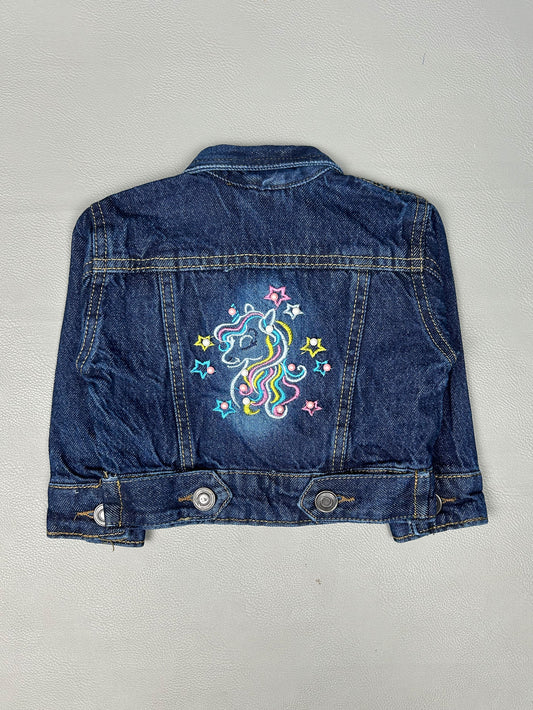 2Yrs- 6Yrs Faded Dark Blue Denim Jacket For Girls KJ36