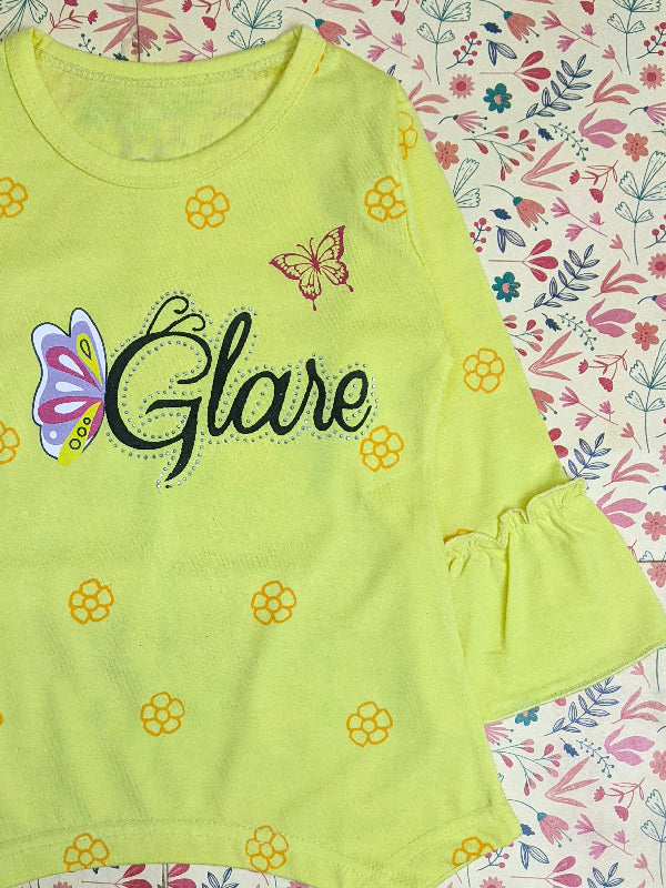 2Yrs - 7Yrs Glow Yellow T-Shirt For Girls SK GTS16