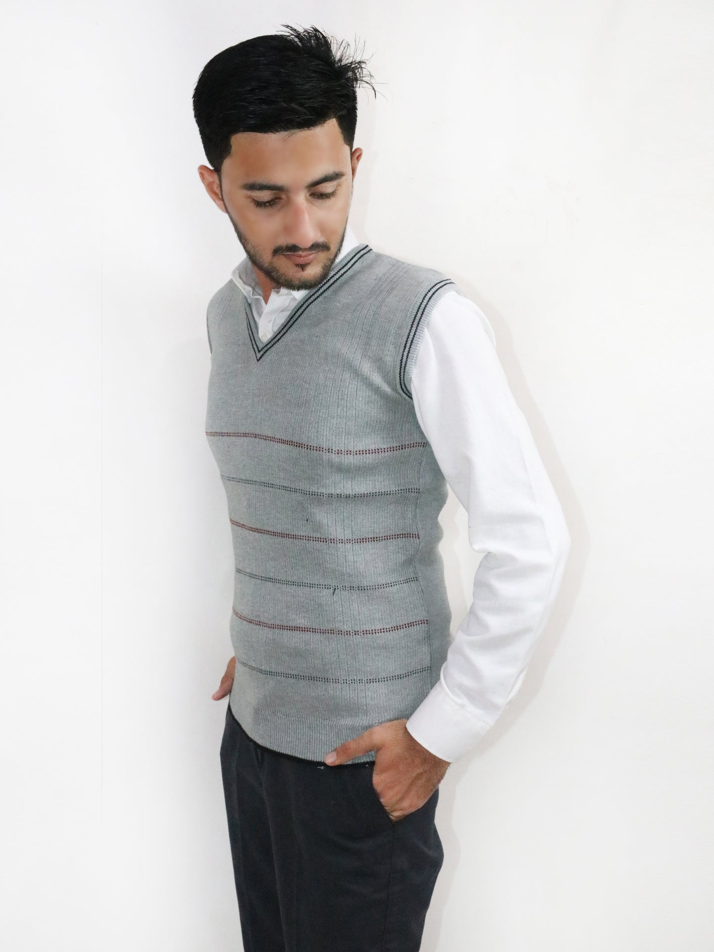 Light Blue Sleeveless Sweater for Men MSW28