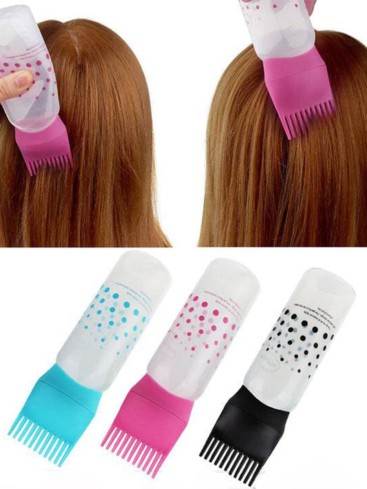 Oil & Shampoo Comb Applicator Bottle Multicolor