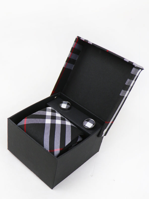 TBS38 3Pcs Tie Gift Box Tie Cuff-Link Pocket Square