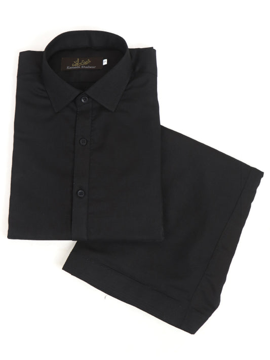 789 Shirt Collar Men's Kameez Shalwar Stitched Suit Black