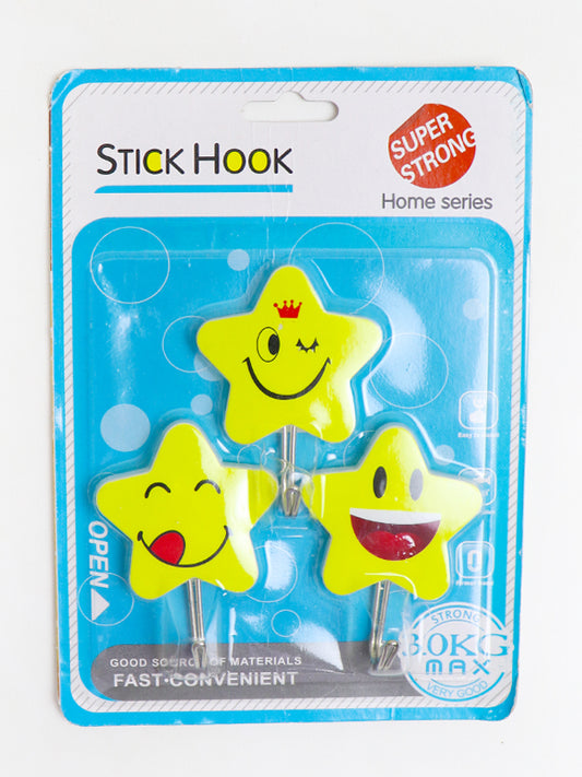 Pack of 3 Smiley Star Stick Hooks